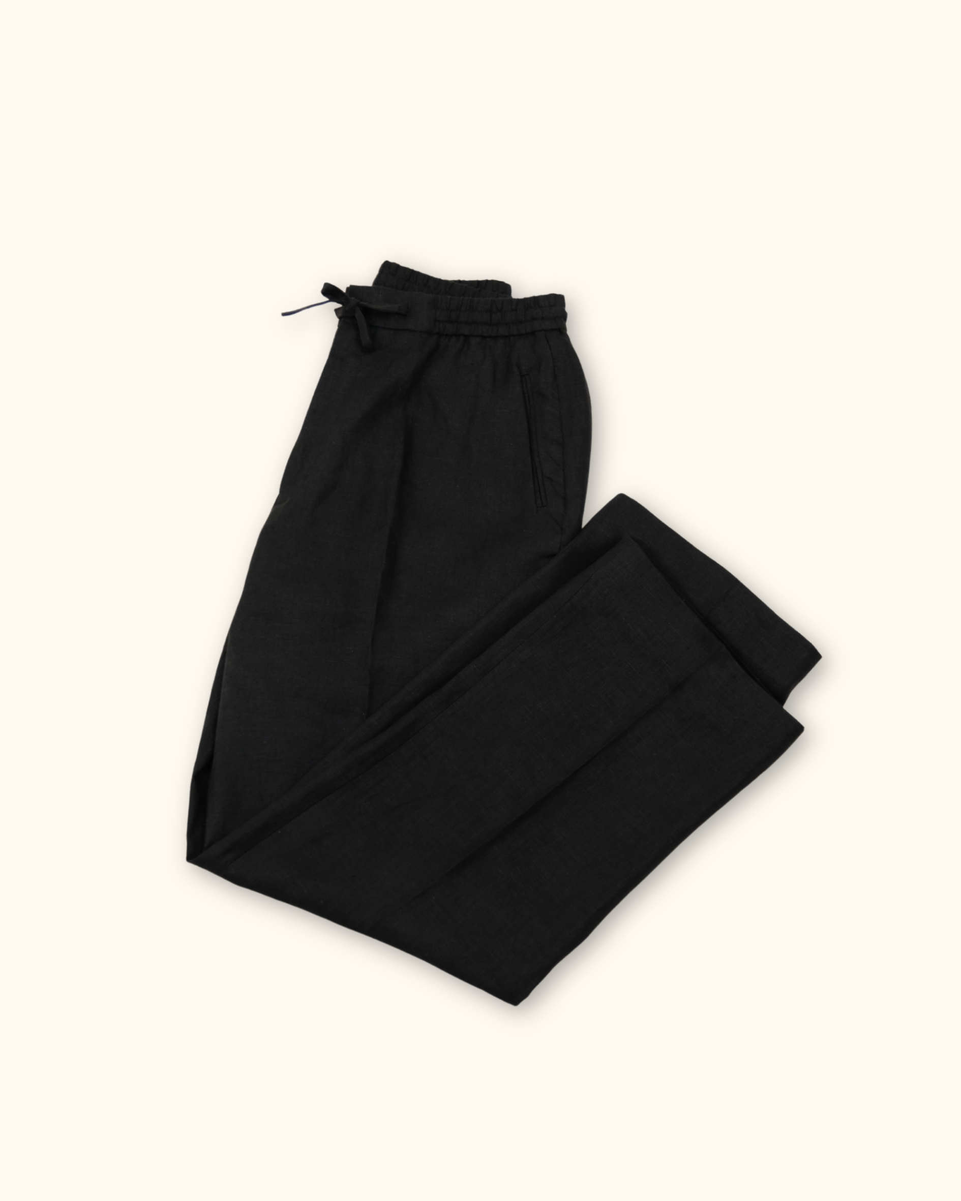 Elastic Waist Drawstring Wide-Leg Linen Trousers