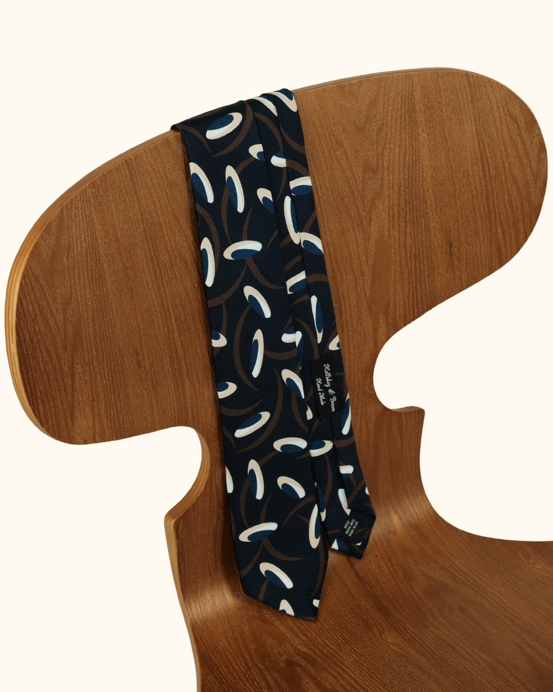 Holliday & Brown Navy & Cream Abstract Swirl Tie