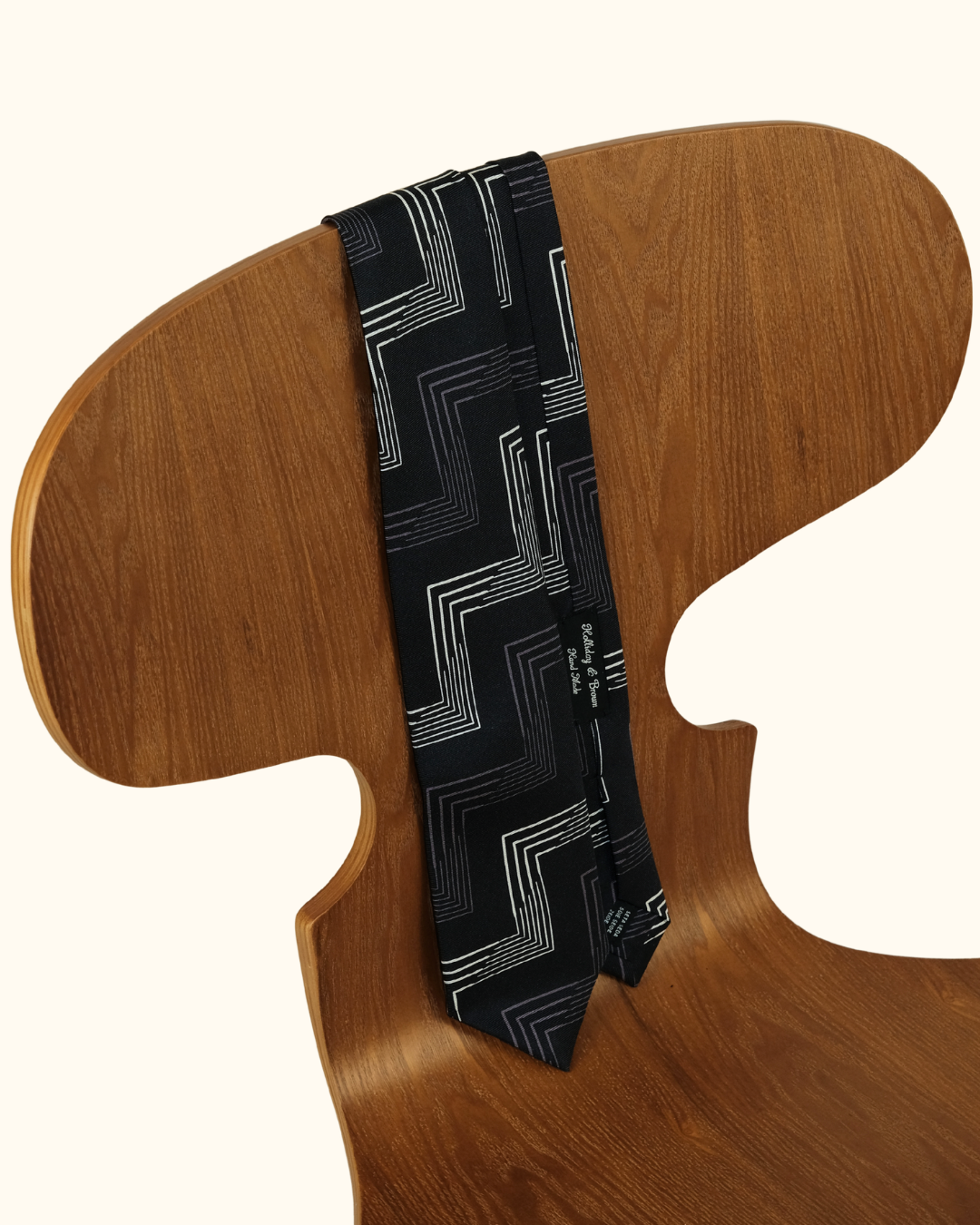 Holliday & Brown Black Geometric Line Pattern Tie