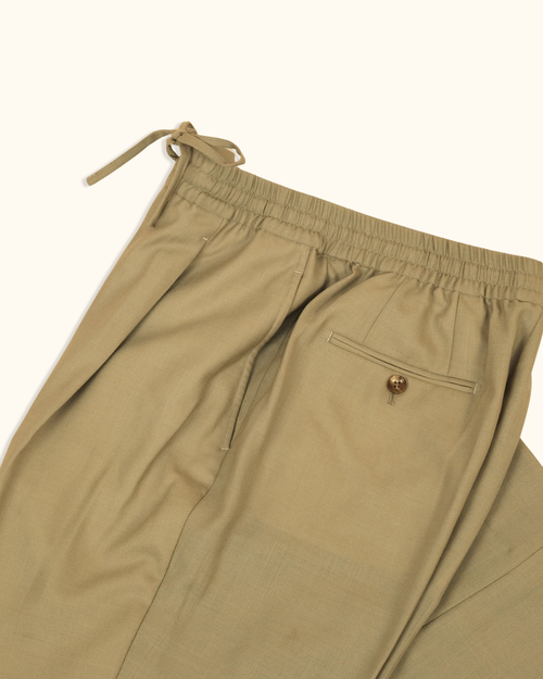 Elastic waist drawstring wide-leg pants